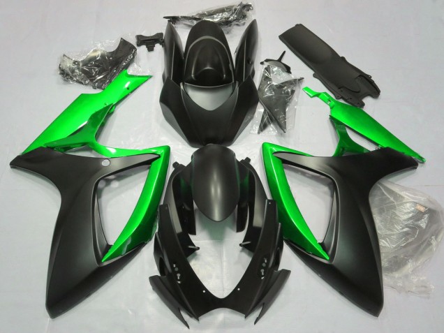 Preisgünstige Suzuki GSXR 600 / GSXR 750 Motorrad Verkleidung 2006-2007 - Matt Schwarz Grun