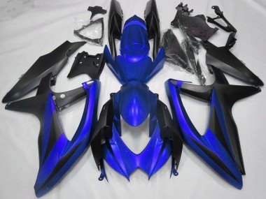 Preisgünstige Suzuki GSXR 600 / GSXR 750 Motorrad Verkleidung 2008-2010 - Blau Matt Schwarz