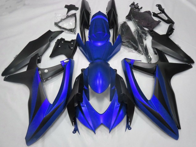 Preisgünstige Suzuki GSXR 600 / GSXR 750 Motorrad Verkleidung 2008-2010 - Blau Matt Schwarz
