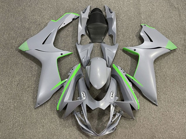 Preisgünstige Suzuki GSXR 600 / GSXR 750 Motorrad Verkleidung 2011-2024 - Matt Nardo Grau Grun Accents