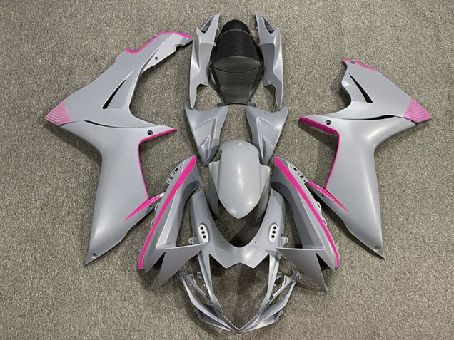 Preisgünstige Suzuki GSXR 600 / GSXR 750 Motorrad Verkleidung 2011-2024 - Matt Nardo Grau Rosa Accents