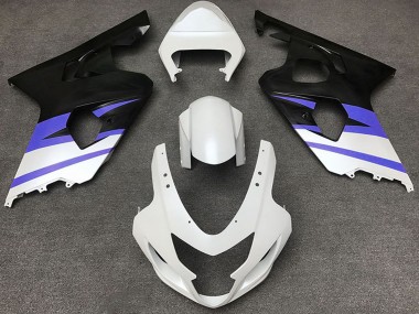 Preisgünstige Suzuki GSXR 600 / GSXR 750 Motorrad Verkleidung 2004-2005 - Weiss Blau Matt Schwarz