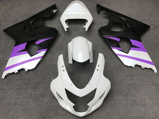 Preisgünstige Suzuki GSXR 600 / GSXR 750 Motorrad Verkleidung 2004-2005 - Weiss Lila Matt Schwarz