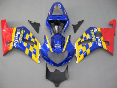 Preisgünstige Suzuki GSXR 600 / GSXR 750 Motorrad Verkleidung 2001-2003 - Blau Gelb Rot Telefumica MoviStar