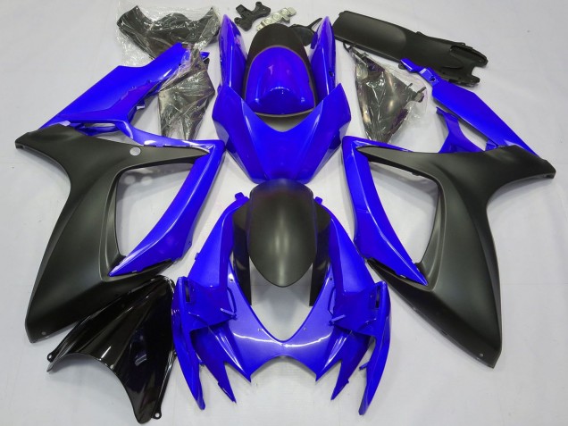 Preisgünstige Suzuki GSXR 600 / GSXR 750 Motorrad Verkleidung 2006-2007 - Blau Matt Schwarz