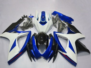 Preisgünstige Suzuki GSXR 600 / GSXR 750 Motorrad Verkleidung 2006-2007 - Weiss Blau Glanzendes Schwarz OEM Stil
