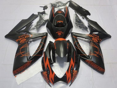 Preisgünstige Suzuki GSXR 600 / GSXR 750 Motorrad Verkleidung 2006-2007 - Matt Schwarz Orange Corona Extra Alstare Motul