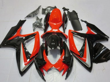 Preisgünstige Suzuki GSXR 600 / GSXR 750 Motorrad Verkleidung 2006-2007 - Rot Silber Glanzendes Schwarz