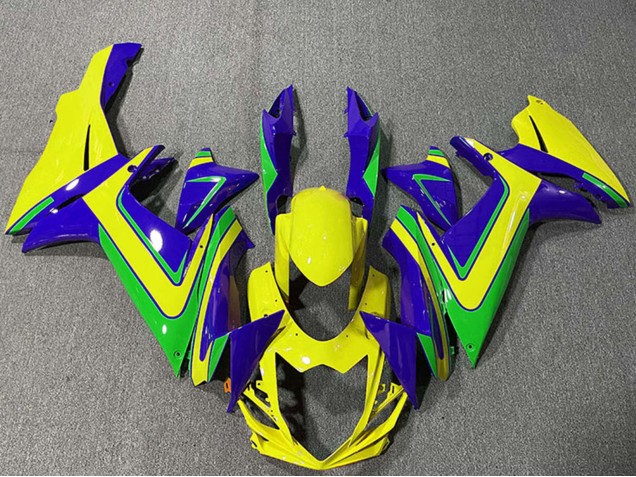 Preisgünstige Suzuki GSXR 600 / GSXR 750 Motorrad Verkleidung 2011-2024 - Blau Gelb Grun