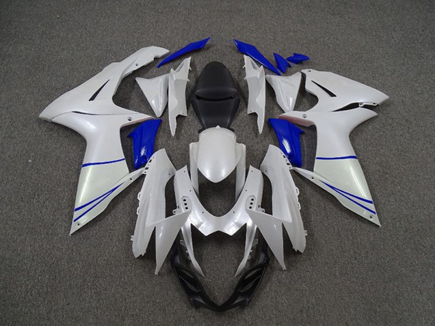 Preisgünstige Suzuki GSXR 600 / GSXR 750 Motorrad Verkleidung 2011-2024 - Perl Weiss und Dunkel Blau