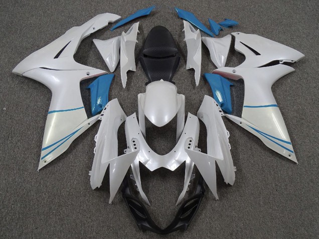 Preisgünstige Suzuki GSXR 600 / GSXR 750 Motorrad Verkleidung 2011-2024 - Perl Weiss und Hellblau