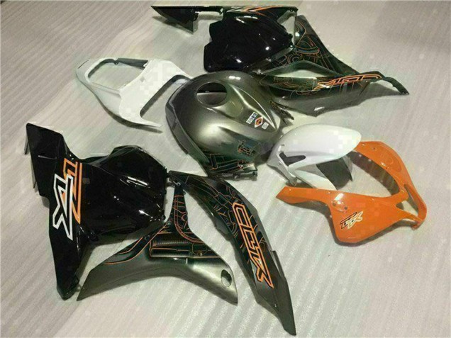 Preisgünstige Honda CBR600RR Motorrad Verkleidung 2009-2012 - Weiss Orange Glanzendes Schwarz