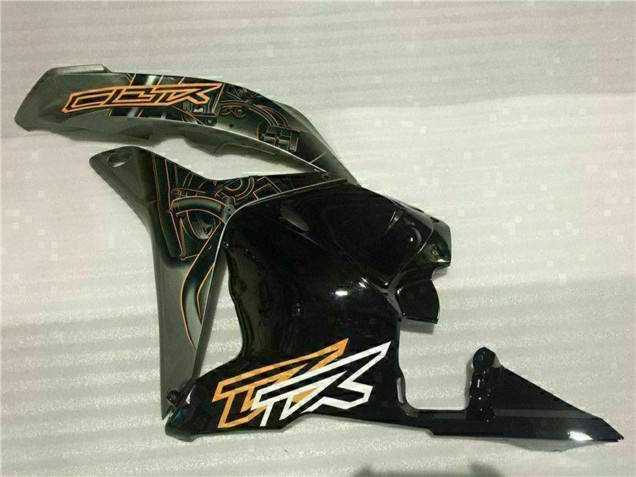 Preisgünstige Honda CBR600RR Motorrad Verkleidung 2009-2012 - Weiss Orange Glanzendes Schwarz