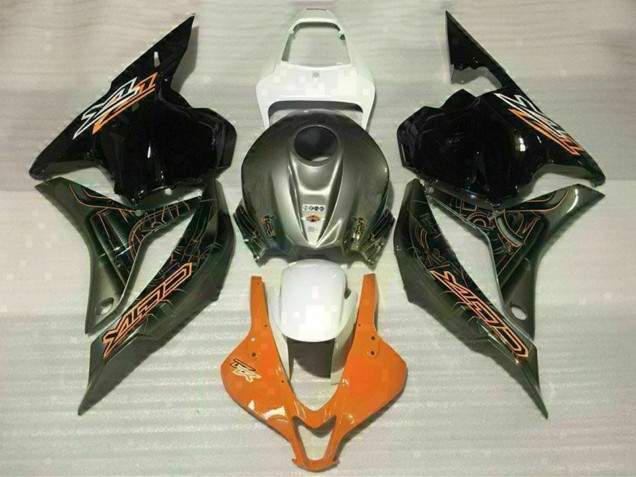 Preisgünstige Honda CBR600RR Motorrad Verkleidung 2009-2012 - Weiss Orange Glanzendes Schwarz