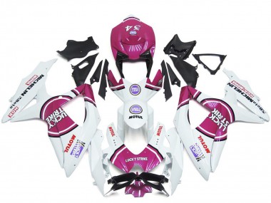 Preisgünstige Suzuki GSXR 600 / GSXR 750 Motorrad Verkleidung 2008-2010 - Weiss Rosa Motul Lucky Strike 34