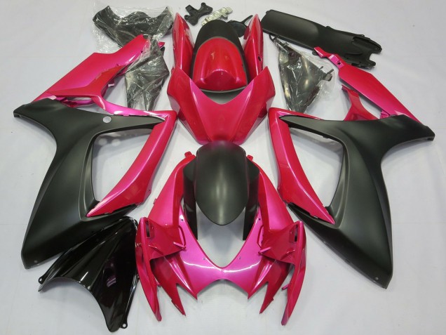 Preisgünstige Suzuki GSXR 600 / GSXR 750 Motorrad Verkleidung 2006-2007 - Rosa Matt Schwarz