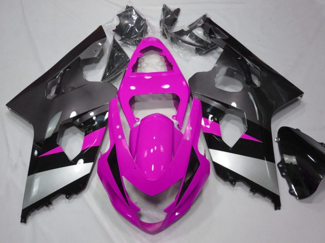 Preisgünstige Suzuki GSXR 600 / GSXR 750 Motorrad Verkleidung 2004-2005 - Rosa Silber Schwarz