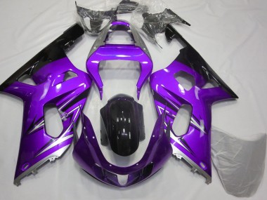 Preisgünstige Suzuki GSXR 600 / GSXR 750 Motorrad Verkleidung 2001-2003 - Lila Silber Glanzendes Schwarz