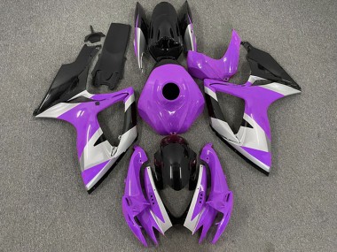 Preisgünstige Suzuki GSXR 600 / GSXR 750 Motorrad Verkleidung 2006-2007 - Lila Silber Glanzendes Schwarz