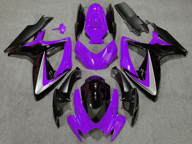 Preisgünstige Suzuki GSXR 600 / GSXR 750 Motorrad Verkleidung 2006-2007 - Lila Silber Glanzendes Schwarz OEM Stil
