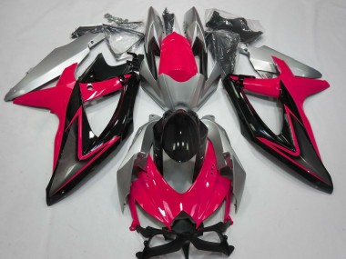 Preisgünstige Suzuki GSXR 600 / GSXR 750 Motorrad Verkleidung 2008-2010 - Silber Rot Glanzendes Schwarz