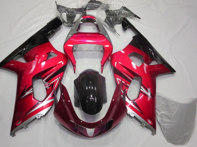 Preisgünstige Suzuki GSXR 600 / GSXR 750 Motorrad Verkleidung 2001-2003 - Rot Silber Glanzendes Schwarz