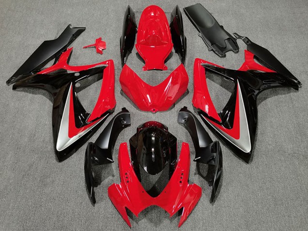 Preisgünstige Suzuki GSXR 600 / GSXR 750 Motorrad Verkleidung 2006-2007 - Rot Grau Glanzendes Schwarz OEM Stil