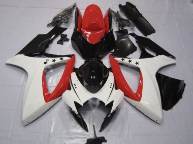 Preisgünstige Suzuki GSXR 600 / GSXR 750 Motorrad Verkleidung 2006-2007 - Rot Weiss Glanzendes Schwarz