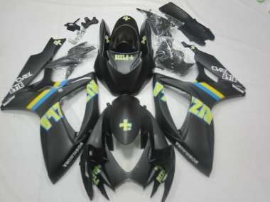 Preisgünstige Suzuki GSXR 600 / GSXR 750 Motorrad Verkleidung 2006-2007 - Matt Schwarz Blau Gelb Rizla
