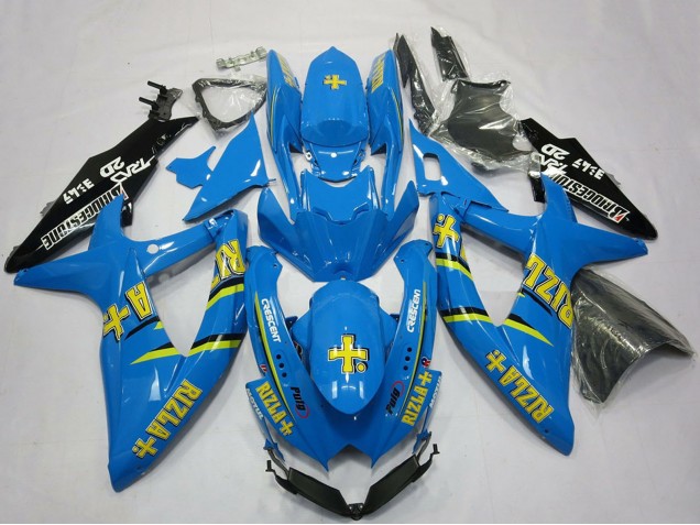 Preisgünstige Suzuki GSXR 600 / GSXR 750 Motorrad Verkleidung 2008-2010 - Blau Schwarz Gold Rizla