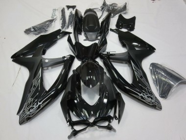 Preisgünstige Suzuki GSXR 600 / GSXR 750 Motorrad Verkleidung 2008-2010 - Glanzendes Schwarz Silber