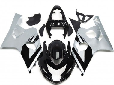 Preisgünstige Suzuki GSXR 600 / GSXR 750 Motorrad Verkleidung 2004-2005 - Weiss Glanzendes Schwarz OEM Stil