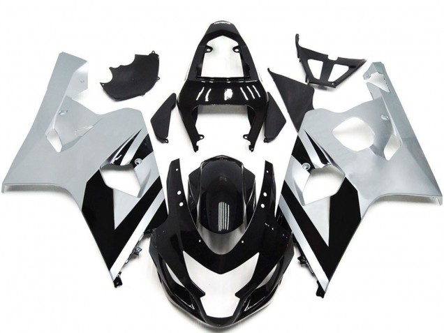 Preisgünstige Suzuki GSXR 600 / GSXR 750 Motorrad Verkleidung 2004-2005 - Weiss Glanzendes Schwarz OEM Stil