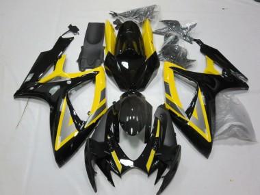 Preisgünstige Suzuki GSXR 600 / GSXR 750 Motorrad Verkleidung 2006-2007 - Gelb Silber Glanzendes Schwarz