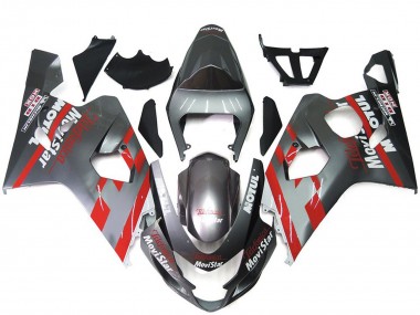 Preisgünstige Suzuki GSXR 600 / GSXR 750 Motorrad Verkleidung 2004-2005 - Silber Rot MoviStar
