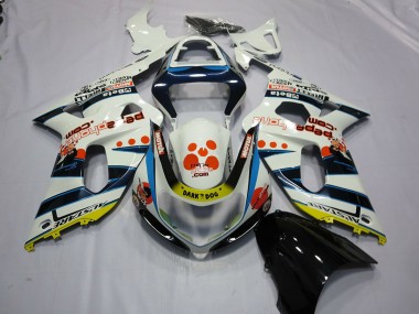 Preisgünstige Suzuki GSXR 600 / GSXR 750 Motorrad Verkleidung 2001-2003 - Weiss Blau Rot Gelb Spots