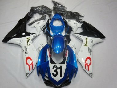 Preisgünstige Suzuki GSXR 600 / GSXR 750 Motorrad Verkleidung 2011-2024 - Weiss Blau Glanzendes Schwarz Vesrah 31