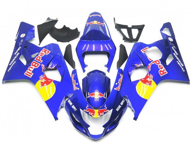 Preisgünstige Suzuki GSXR 600 / GSXR 750 Motorrad Verkleidung 2004-2005 - Blau Gelb Red Bull Stil