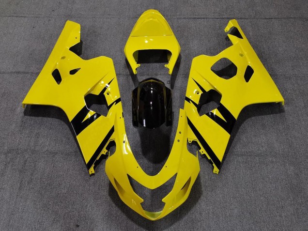 Preisgünstige Suzuki GSXR 600 / GSXR 750 Motorrad Verkleidung 2004-2005 - Gelb Glanzendes Schwarz OEM Stil