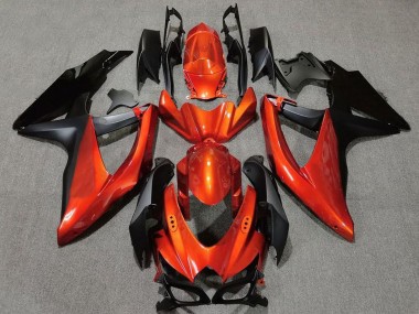 Preisgünstige Suzuki GSXR 600 / GSXR 750 Motorrad Verkleidung 2008-2010 - Orange Matt Schwarz