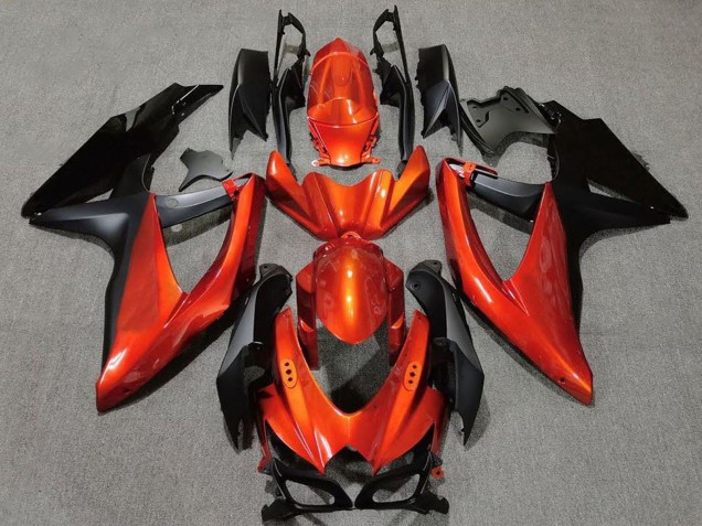 Preisgünstige Suzuki GSXR 600 / GSXR 750 Motorrad Verkleidung 2008-2010 - Orange Matt Schwarz