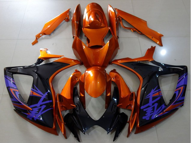 Preisgünstige Suzuki GSXR 600 / GSXR 750 Motorrad Verkleidung 2006-2007 - Orange Glanzendes Schwarz Blau