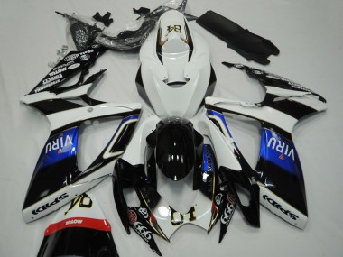 Preisgünstige Suzuki GSXR 600 / GSXR 750 Motorrad Verkleidung 2006-2007 - Weiss Blau Glanzendes Schwarz Viru