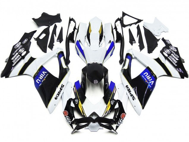 Preisgünstige Suzuki GSXR 600 / GSXR 750 Motorrad Verkleidung 2008-2010 - Weiss Blau Gelb Schwarz Viru