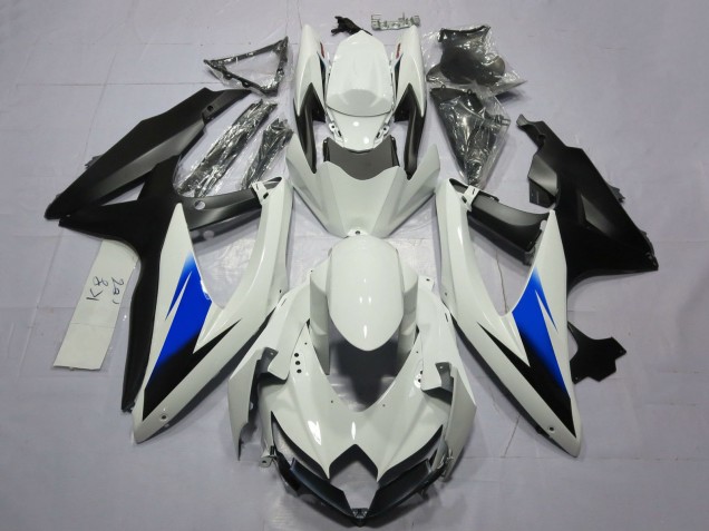 Preisgünstige Suzuki GSXR 600 / GSXR 750 Motorrad Verkleidung 2008-2010 - Weiss Blau Matt Schwarz