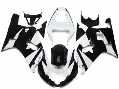 Preisgünstige Suzuki GSXR 600 / GSXR 750 Motorrad Verkleidung 2001-2003 - Weiss Glanzendes Schwarz OEM Stil