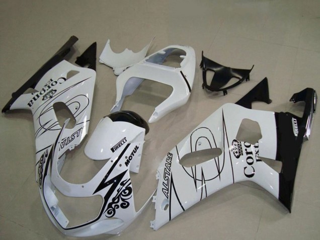 Preisgünstige Suzuki GSXR 600 / GSXR 750 Motorrad Verkleidung 2001-2003 - Weiss Schwarz Corona Alstare