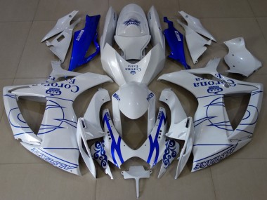 Preisgünstige Suzuki GSXR 600 / GSXR 750 Motorrad Verkleidung 2006-2007 - Weiss Blau Corona Alstare
