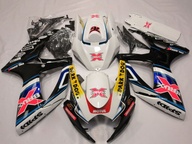 Preisgünstige Suzuki GSXR 600 / GSXR 750 Motorrad Verkleidung 2006-2007 - Weiss Rot Blau Gelb Dunkel Dog X 76 BRUX
