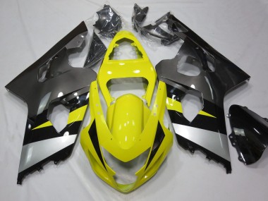 Preisgünstige Suzuki GSXR 600 / GSXR 750 Motorrad Verkleidung 2004-2005 - Gelb Silber Grau Schwarz